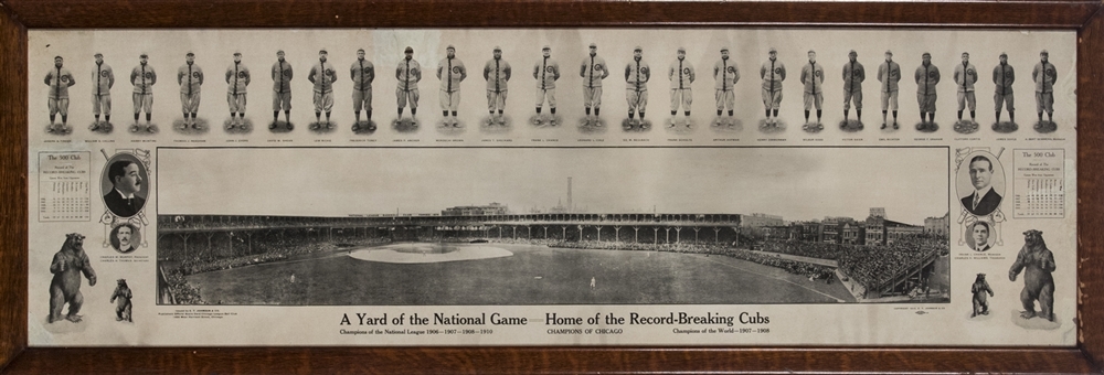 1911 Chicago Cubs "A Yard of the National Game" Team Panoramic Print Framed (15x50)